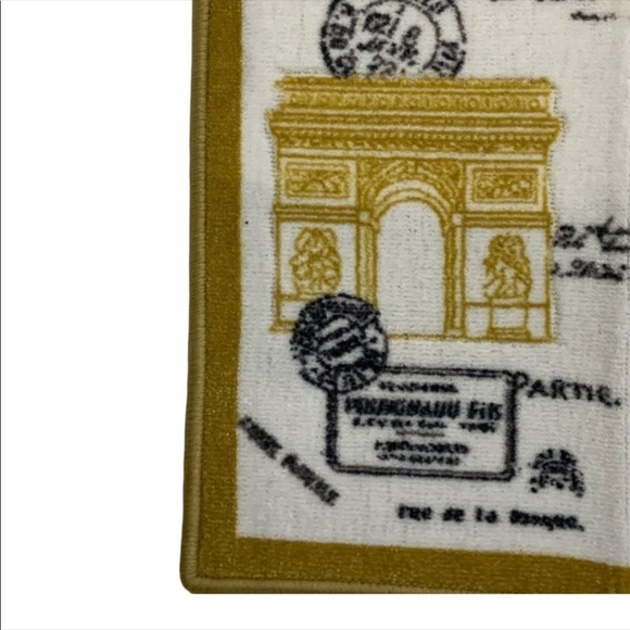 Paris Eiffel Tower French Bath Mat Rug Rectangle White Gold 20 X 32 in - Picture 7 of 14